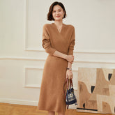 Women's Cashmere Dresses Long Wrap Cashmere Sweather Dress